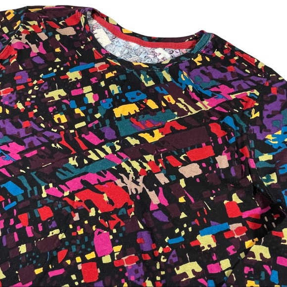 Westbound plus size 2x rainbow color random pattern crew neck long sleeve shirt - Picture 2 of 9